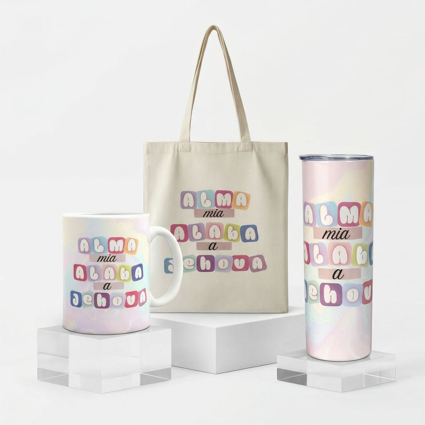 Colección Alma Mía Alaba a Jehová - Regalo Cristiano con Taza, Tote Bag y Tumbler