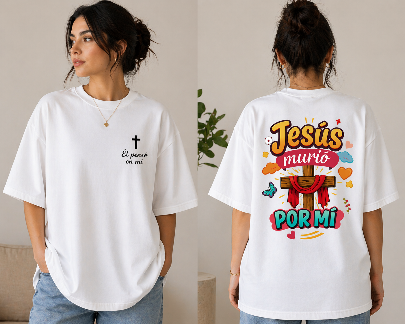 Camisa Oversize Jesús Murió Por Mí - Blanco