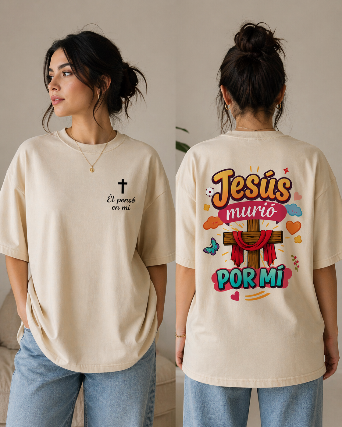 Camisa Oversize Jesús Murió Por Mí - Él Pensó En Mi