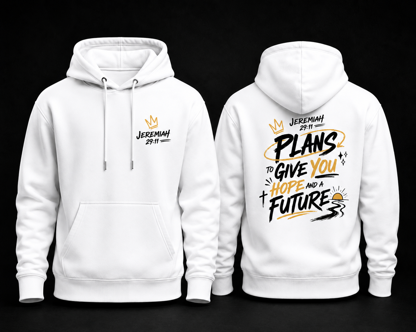 Hoodie Cristiano Jeremias 29:11 - Sudadera con Capucha Blanca